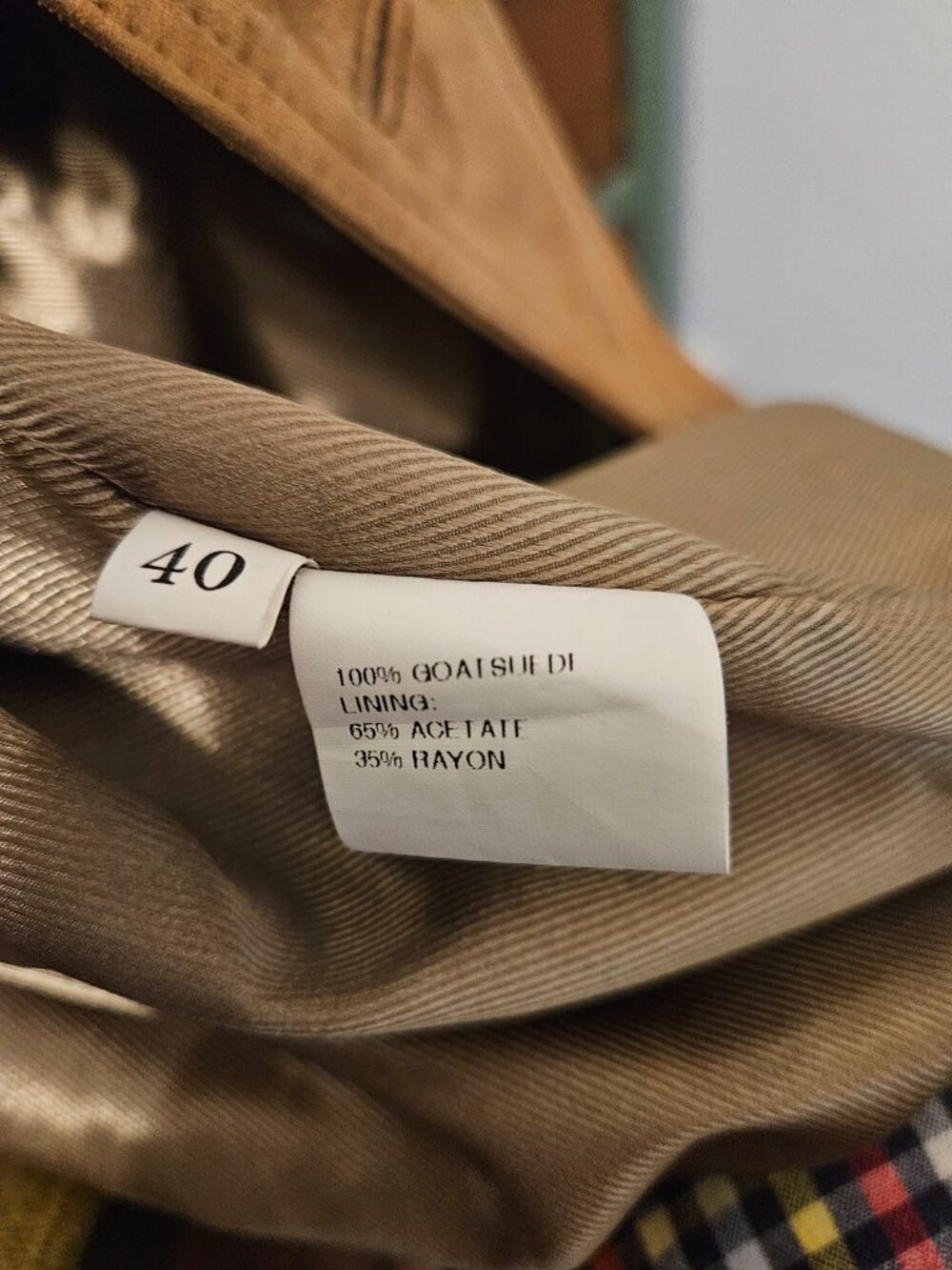 SAKS FIFTH AVE MENS SUPPLE GOAT SKIN SUEDE Carmel Brown Button Up Size 40 US M - Picture 9 of 9